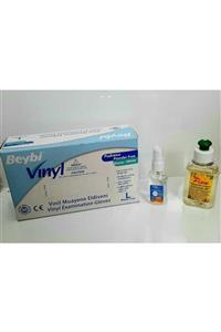 Beybi Vinil Eldiven Pudrasız L 100 Lü Beyaz + Pien Kolonya 100 Ml + Vıre-x El Dezenfektanı 50 Ml