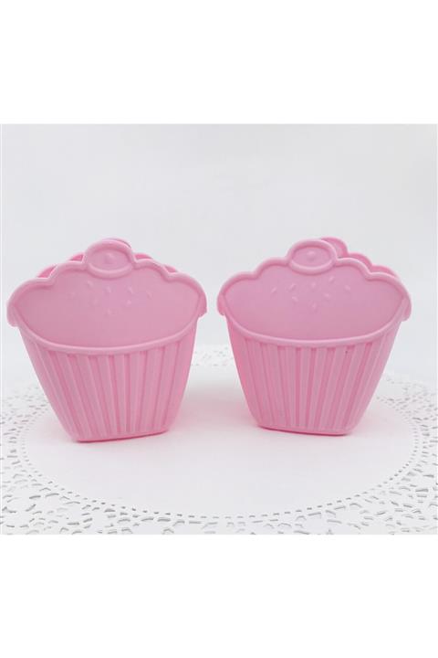 ACAR Cupcake Desenli 2 Adet Silikon Fırın Kabı Tutacağı - Pembe
