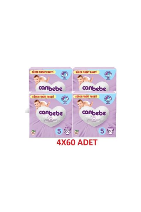 Canbebe Bebek Bezi 5 Beden 4 X 60'lı (240 Adet)