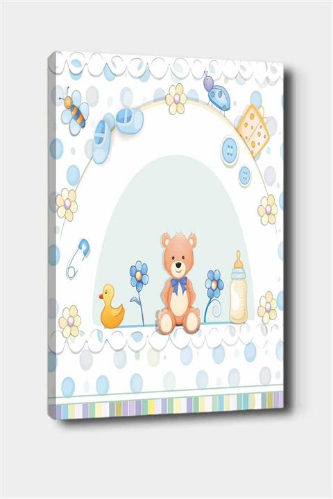 Else Halı Else Mavi Oyuncaklar Ayıcıklı Desenli Dekoratif Çocuk Bebek Odası Kanvas Tablo 50x70 Cm