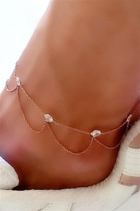 OSESHOP Zirkon Taşlı 925 Ayar Gümüş Rose Halhal