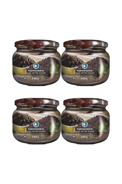 MarmaraBirlik Siyah Sade Ezme Zeytin 340 Gr Cam 4'lü