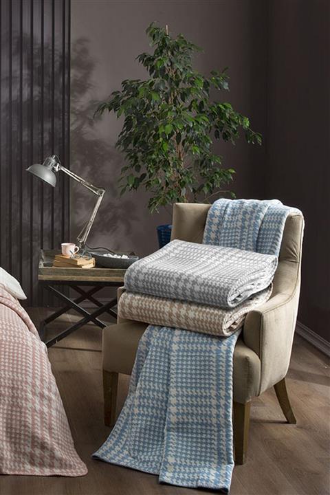 Taç Çift Kişilik Pamuk Battaniye Romy Tas Ekru