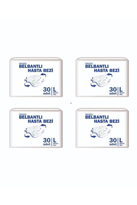 ekobez Bel Bantlı Hasta Bezi Tekstil Yüzey 4x30'lu Paket Large Ikinci Kalite- 120 Adet