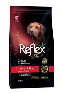 Reflex Plus Orta-Büyük Irk Kuzu Pirinç Yaşlı Köpek Maması 3 kg