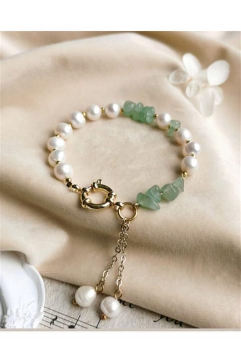 Trend Jewellery Inci & Doğal Yeşim Taşı Bileklik