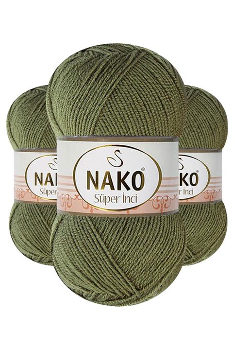 NAKO Süper Inci 4234 (HAKİ) El Örgü Ipi/yünü 1 Adet