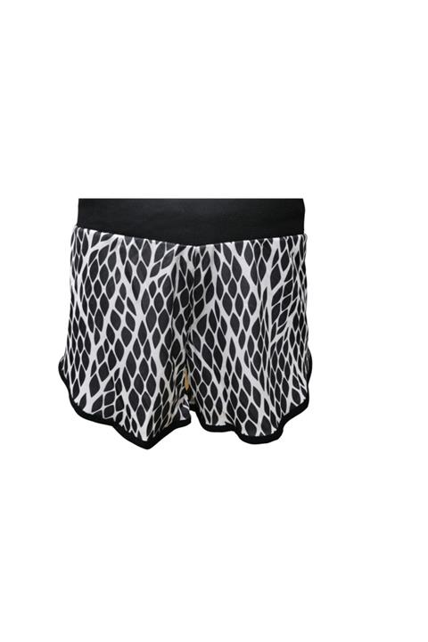 anlaşspor Kadın Siyah Beyaz Bel Lastikli Desenli Mini Spor Şort Y6751-1