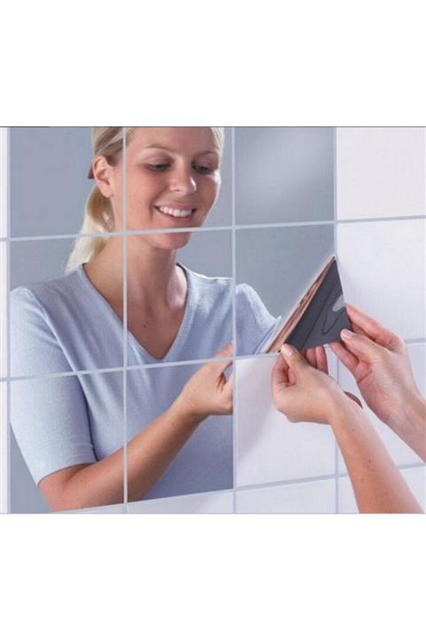 İTC STORE Yapışkanlı Dekoratif Folyo Ayna Kare 9 Adet