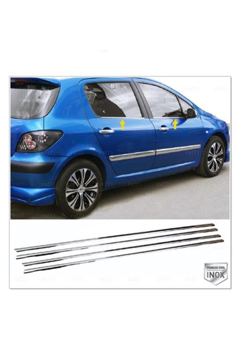 FAMS OTO AKSESUAR Peugeot 307 Krom Cam Çıtası 4 Prç. 2001 Üzeri P. Çelik