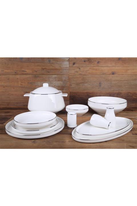 ROY KING Beyaz Gümüş Yemek Takımı Sufi Pure Life 72 Parça 12 Kişilik