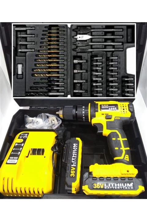 LEFS Şarjlı Matkap Vidalama 50 Parça Profesyonel Uç Seti 36 V 5 Amper