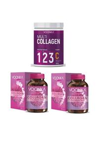 Voonka Collagen, Hyaluronic Acid 32 Tablet X2 Adet + Multi Collagen Powder 300 Gr