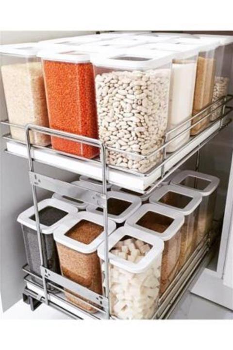 Özc Kitchens Vakum Kapaklı 6'lı Erzak Saklama Kabı Seti(1700 ml*6)
