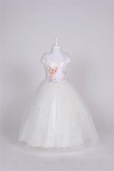 meneviş Ekru Elsa Kız Çocuk Elbise