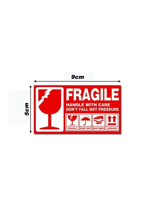 2M Fragile Etiketi Dikkat Kırılır Kendinden Yapışkanlı 9x5cm 1 Paket 100 Adet
