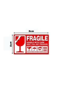2M Fragile Etiketi Dikkat Kırılır Kendinden Yapışkanlı 9x5cm 1 Paket 100 Adet