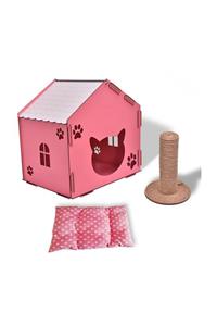 Ahşap Şehri Pisi Home Kedi Evi Kedi Yatağı Ve Kedi Tırmalama Pembe