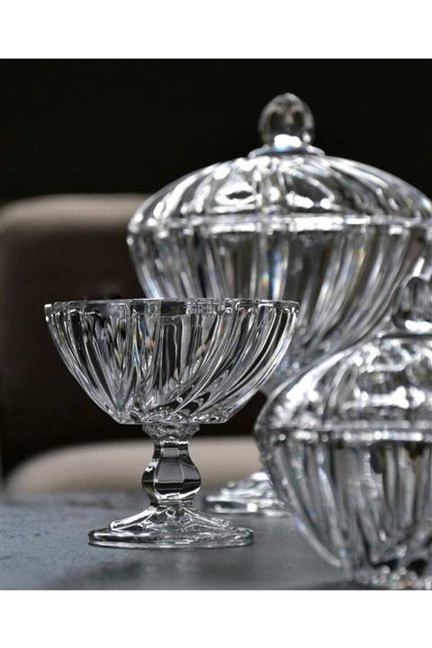 SIGMA GLASS Crystal Ayaklı Kapaklı Şekerlik Sade 19 cm