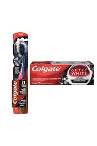 Colgate Optic White Aktif Kömür + 360 Charcoal Siyah Diş Fırçası Seti