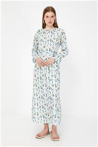 Trendyol Modest Ekru Bisiklet Yaka Tesettür Elbise TCTSS21EB0042