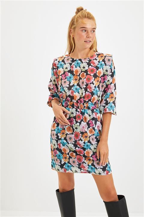 TRENDYOLMİLLA Siyah Desenli Elbise TWOAW22EL0163