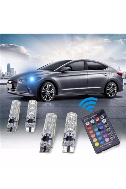 usmtekno 4 Lü Set T10 Kumandalı Çakarlı Park Ampulü 4 Ampul Birdenkontrol