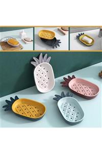 Lilya Home Ananas Şekilli Altlıklı Plastik Katı Sabunluk 13x9cm