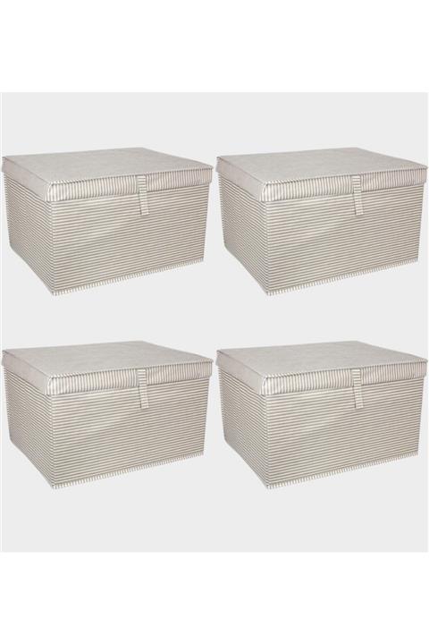ALAS 4 Adet - Kapaklı Çok Amaçlı ( Çamaşır-saklama-düzenleme Vb.) Hurç, Kutu Maxi 50x40x30 - Kahverengi