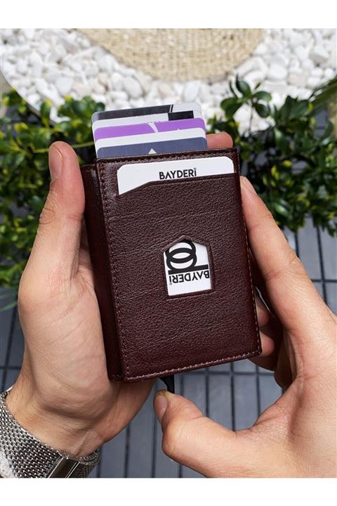 BAYDERİ Kahve Mekanizmalı Erkek Cüzdan