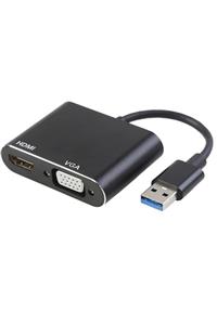 Alfais 4769 Usb 3.0 To Hdmı Vga 1080p Monitör Genişletici Çevirici Dönüştürücü Adaptör