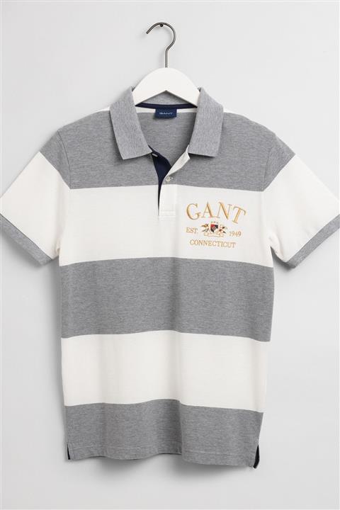 Gant Erkek Çizgili Gri Polo
