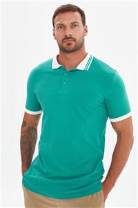 TRENDYOL MAN Yeşil Erkek Slim Fit Kısa Kollu Kontrast Yaka Detaylı Polo Yaka T-shirt TMNSS21PO0170