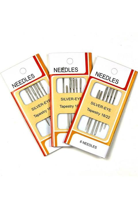 Sidentra Etamin Iğnesi 18/22 Dikiş Iğnesi Kanaviçe Iğnesi (6'lı Paket) Set Iğne-6