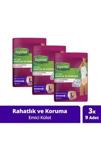 Depend Emici Külot 9 'lu Büyük Boy Kadın - 3'lü Paket