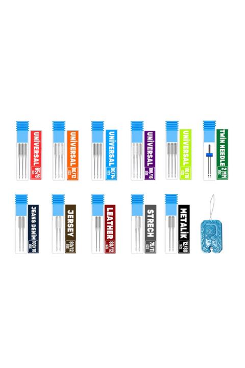 hodbehod Ev Tipi Aile Dikiş Makine Iğnesi Kot Deri Strech Triko Nervür Sim Standart Dikiş Komple Iğne Seti