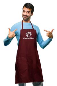 Adviye Design Master Chef Baskılı Bordo Mutfak Önlüğü -unisex- Askılı Podye