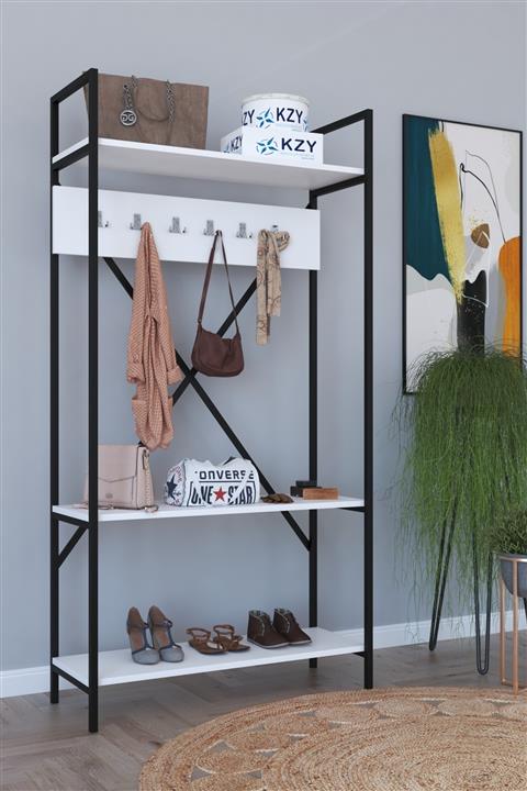 KZY Metal Beyaz Vestiyer Askılık