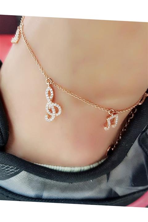 OSESHOP İtalyan Tasarımı Sol Anahtarı Gümüş Rose Halhal