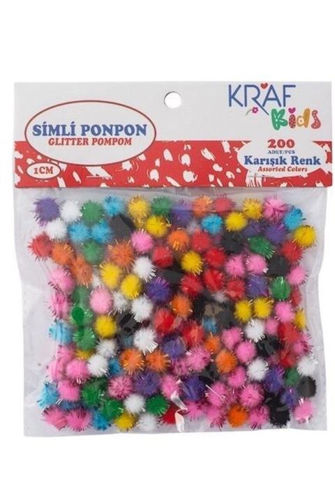 KRAF Renkli Simli Ponpon 1 cm 200 Lü Kk75