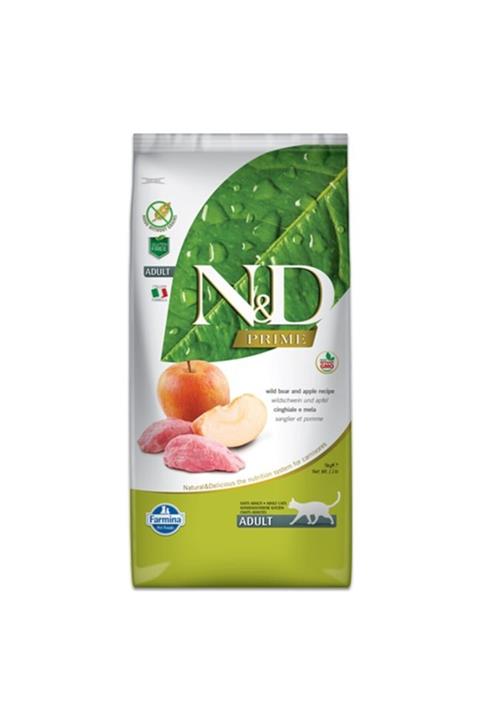 N&D Tahılsız, Yaban Domuzlu Ve Elmalı Yetişkin Kedi Maması  10 Kg