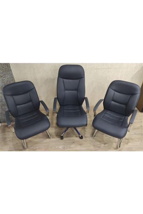 RedLineOfis Antrasit Gri Safir Krom Müdür Makam Yönetici Koltuk Takımı