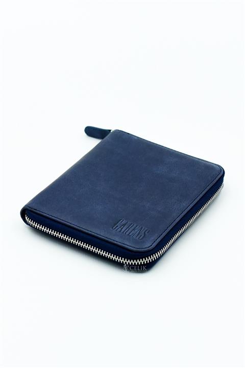 Carens Crazy Lacivert Hakiki Deri 6 Lı Kalem Çantası