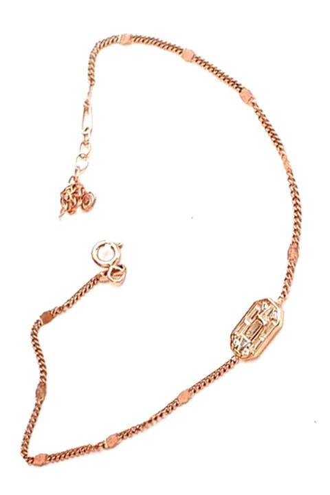 OSESHOP Baget Zirkon Taşlı 925 Ayar Gümüş Rose Halhal