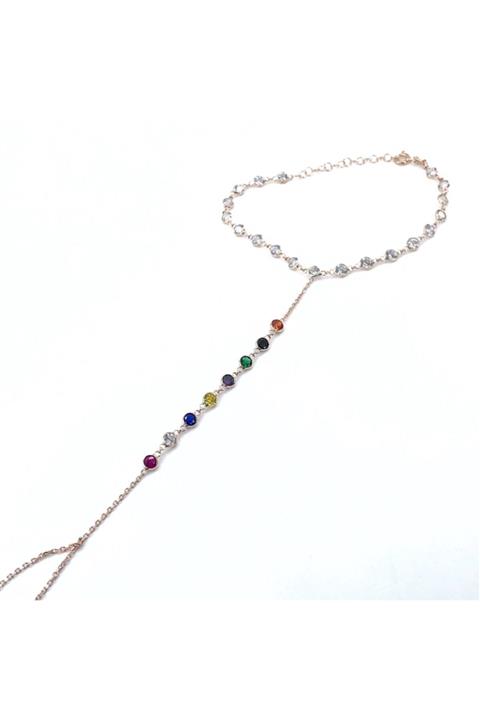 MaGümüş Kadın Renkli Zirkon Taş Trend Stil Gümüş Şahmeran Bileklik