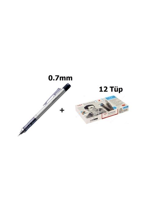 Tombow Mono Graph Mekanik Kurşun Kalem 07 Mm Gümüş + Min Klasik Tüp 07/2b -12 Tüp
