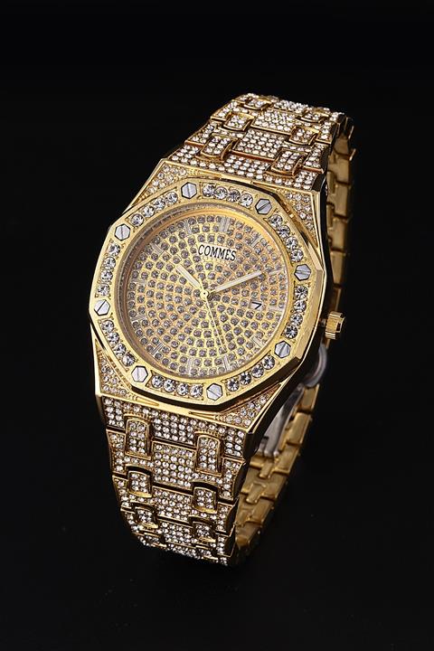 COMMES Çelik Kordon Ap Taşlı Pilli Saat