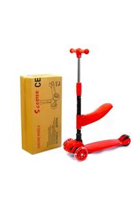 Başel Toys Led Işıklı 3 Tekerlekli Yükseklik Ayarlı Oturaklı Çocuk Scooter