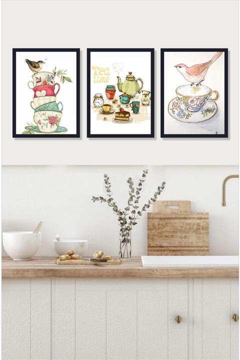 Dekorasna Mutfak Için 3 Parça Çerçeve Görünümlü Mdf Tablo Rmd705