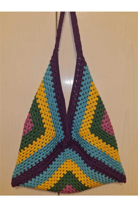 Clasy Home Kadın Mor El Örgüsü Plaj Çantası